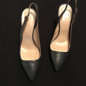 JCrew Metallic Suede Slingback Pumps